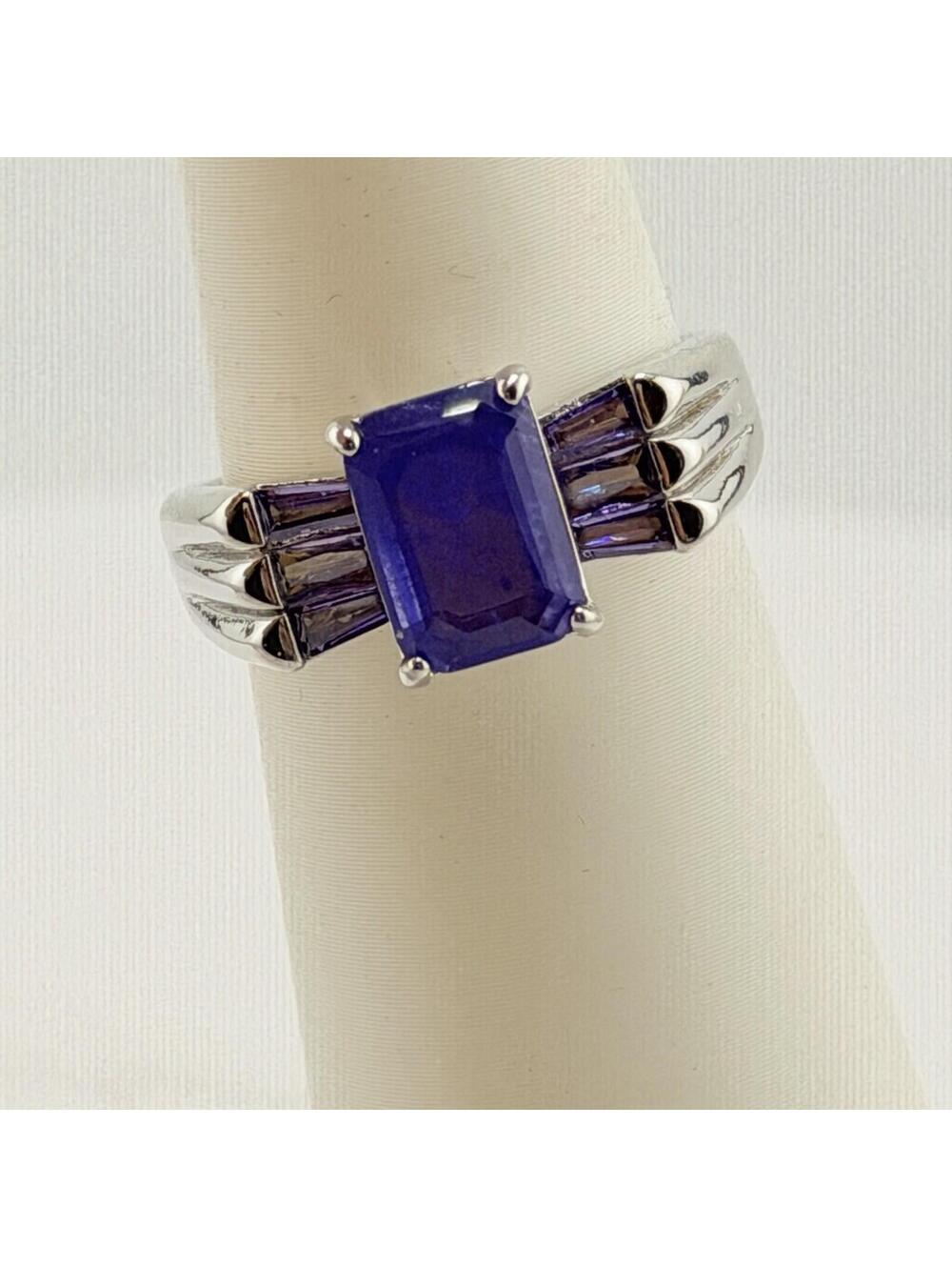 Bomb Party Ring Sz 9 “Wide Eyed Gaze” Dark Amethyst +Quartz on Rhodium